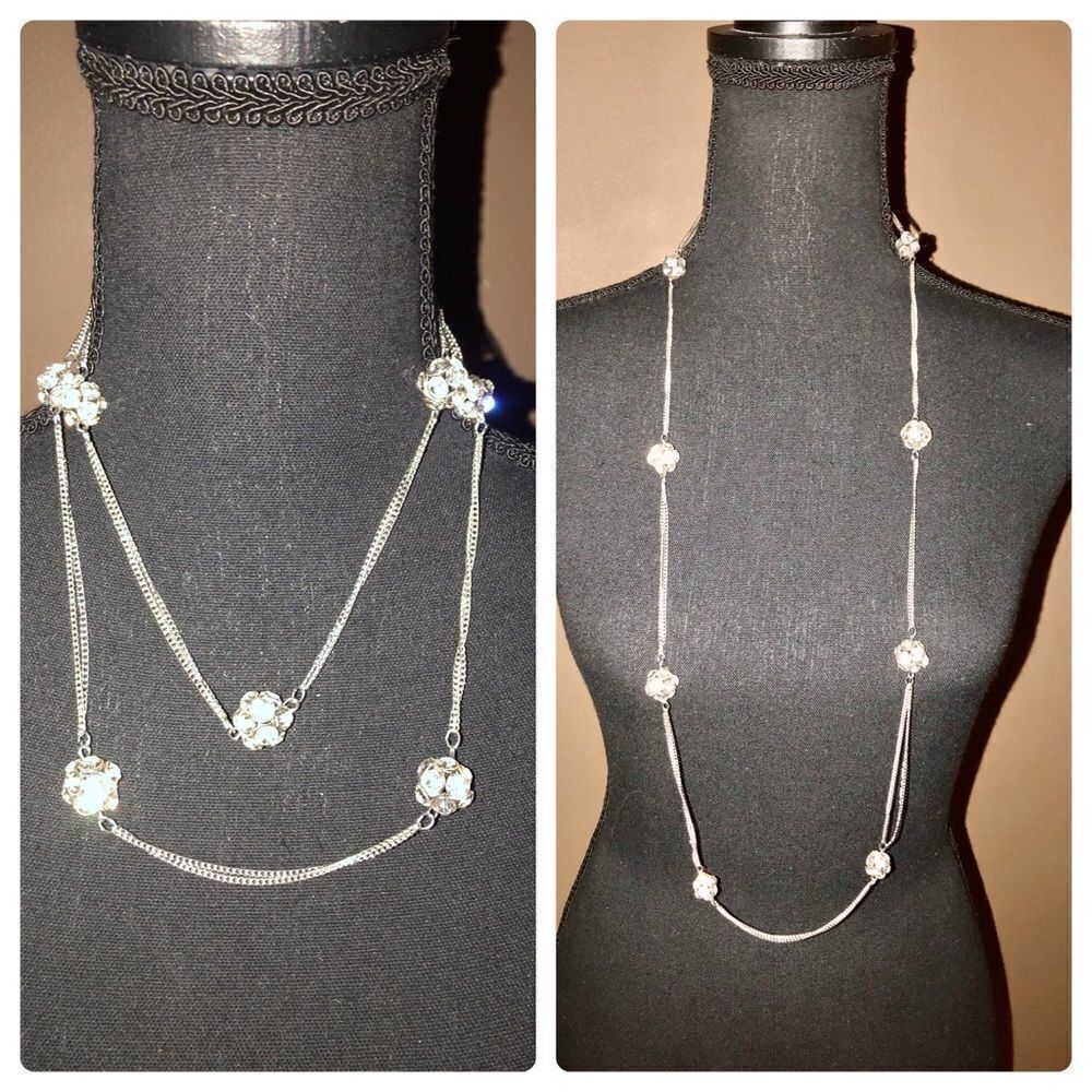 💝Silver tone Necklace Adjustable Long or short